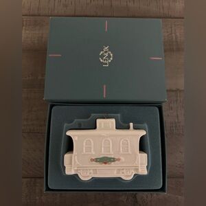 Vintage Lenox Ivory Train Ornament with Gold Accents